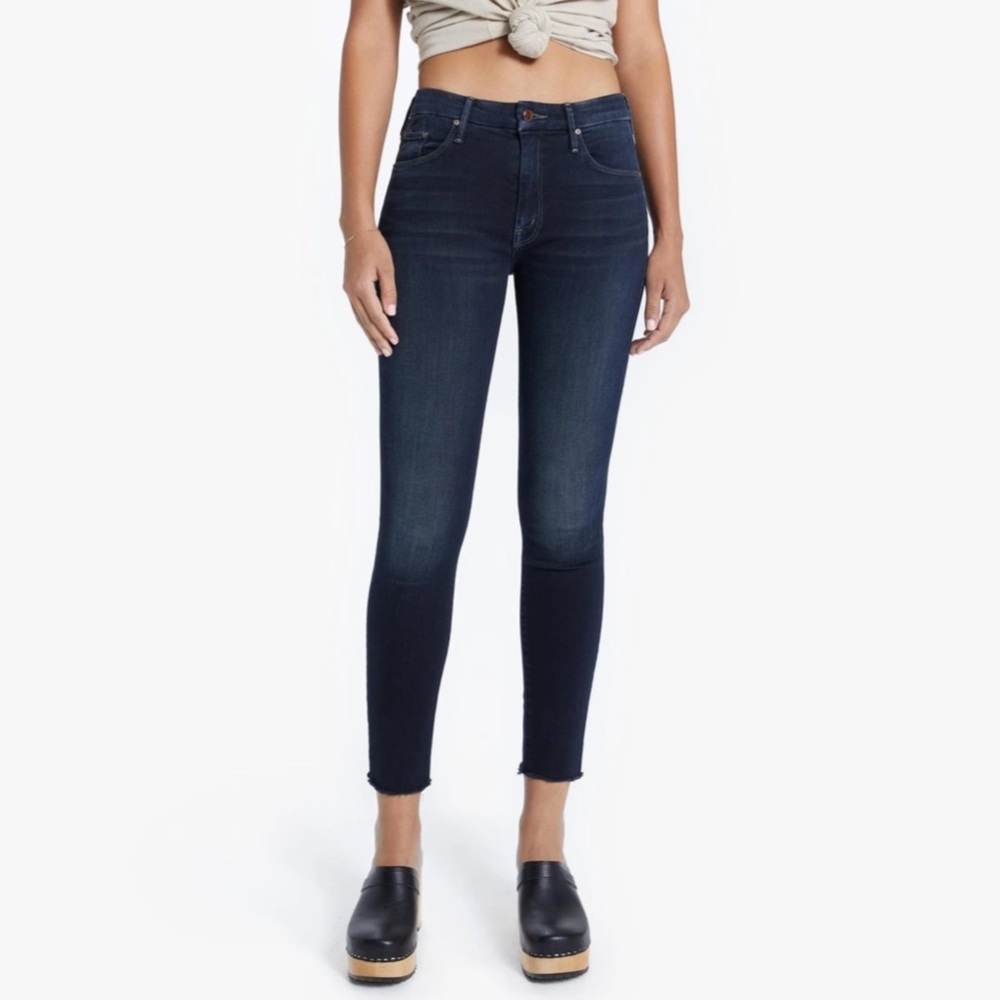 MOTHER The Looker Ankle Fray Blue Skinny Dark Wash Jeans - Size 26